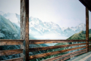 View from the balcony, Hotel Alpina - watercolour